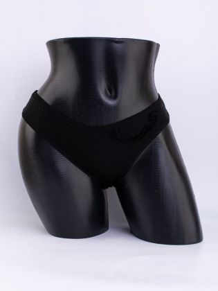 Слипы вафельные с кружевной вставкой - фото 1