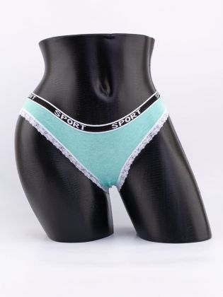 Слипы с кружевной окантовкой и эластичным поясом с надписью "sport" - фото 1