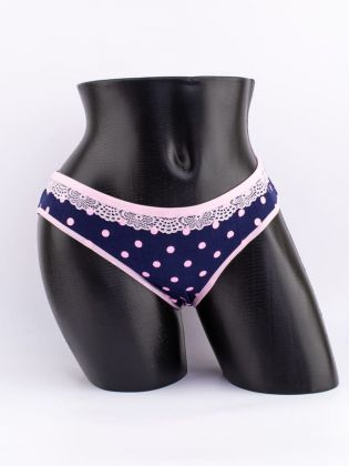 Слипы в крупный горошек с кружевом - фото 1