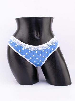 Слипы в крупный горошек с кружевом - фото 1