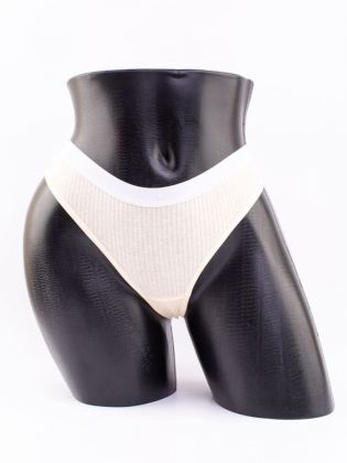 Стринги в рубчик с белым поясом - фото 1