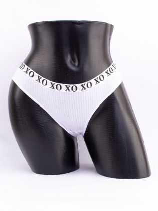 Слипы в рубчик с эластичным поясом и надписью "XO" - фото 1