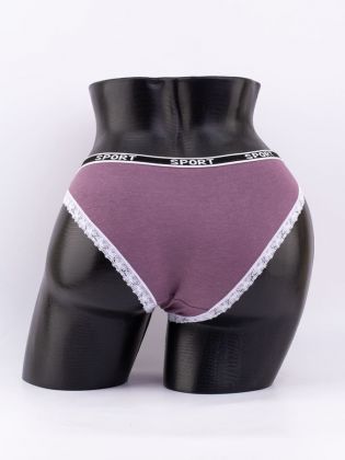 Слипы с кружевной окантовкой и эластичным поясом с надписью "sport" - фото 3