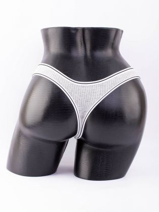 Стринги в рубчик с белым поясом и черной полоской  - фото 3