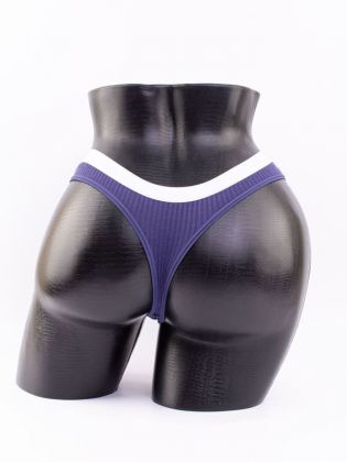 Стринги в рубчик с белым поясом - фото 3