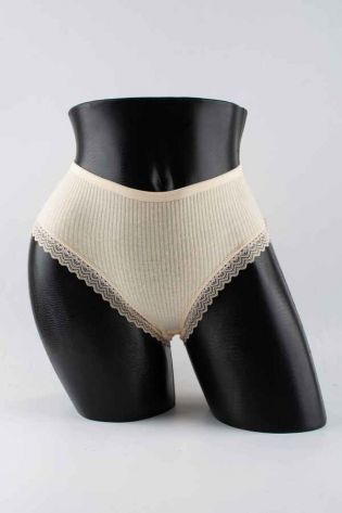 Слипы в рубчик с кружевом - фото 1