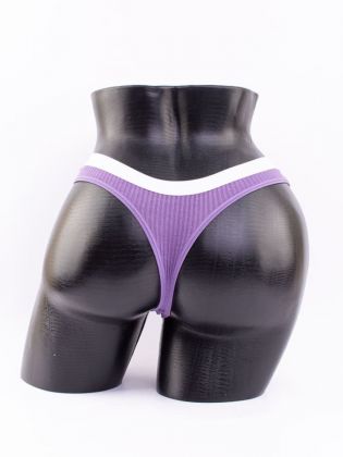 Стринги в рубчик с белым поясом - фото 3