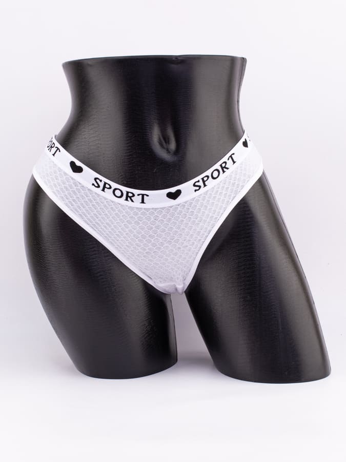 Слипы вафельные с белым поясом с надписью "sport"