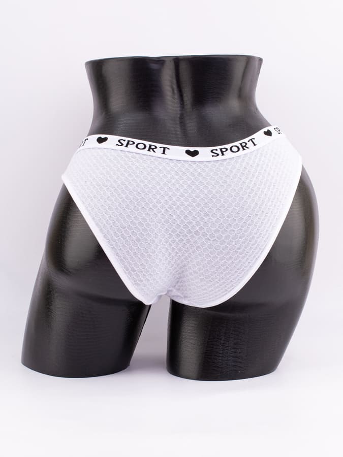 Слипы вафельные с белым поясом с надписью "sport"